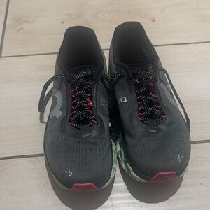 On Running Gray and Pink Athletic Shoes